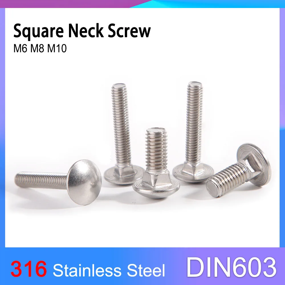 DIN603 A4 M6 M8 M10 316 Stainless Steel Truss Round Head Square Neck Carriage Screw Coach Bolt