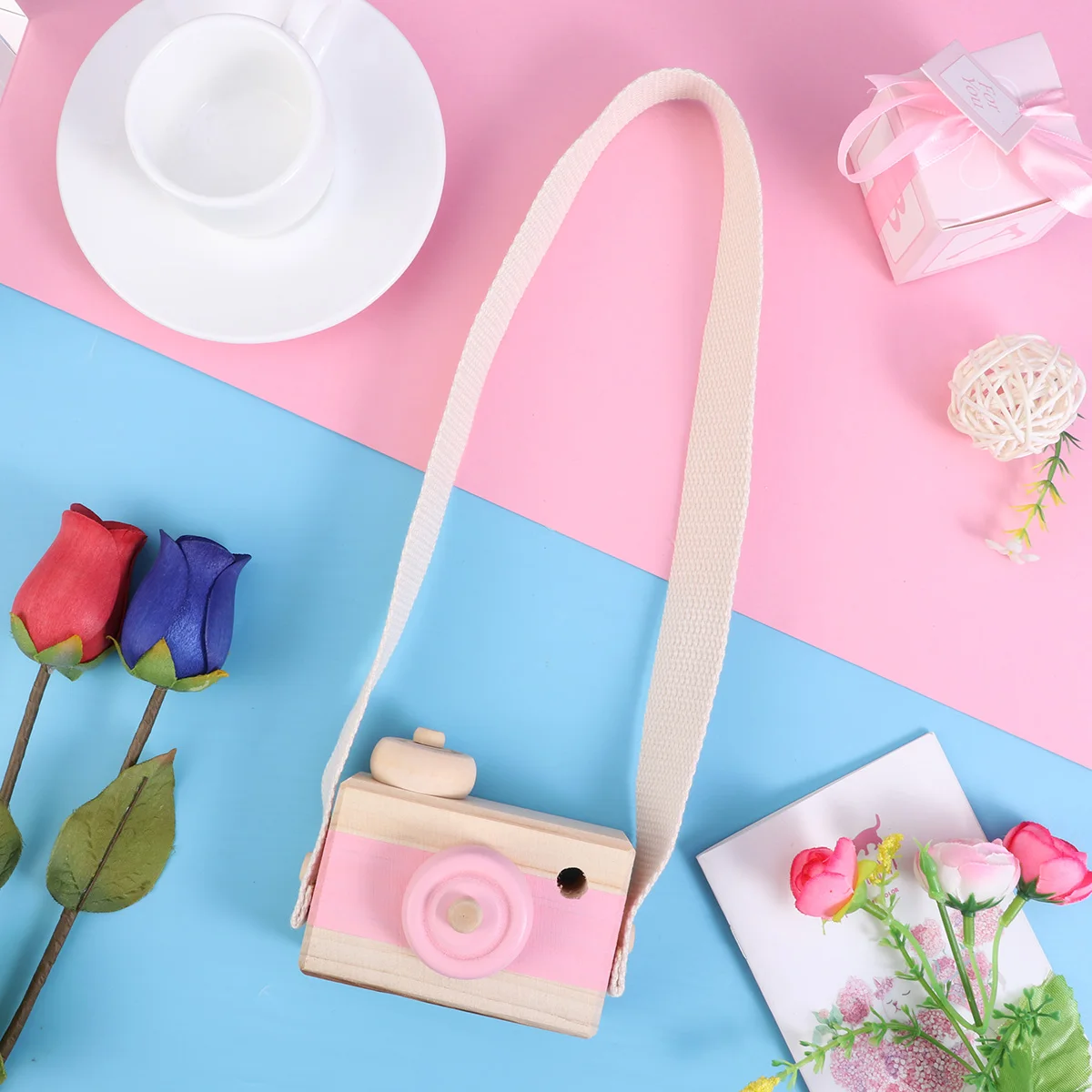 

Children's Wooden Camera Toy Mini Room Miniature Kids Bamboo Christmas Decoration