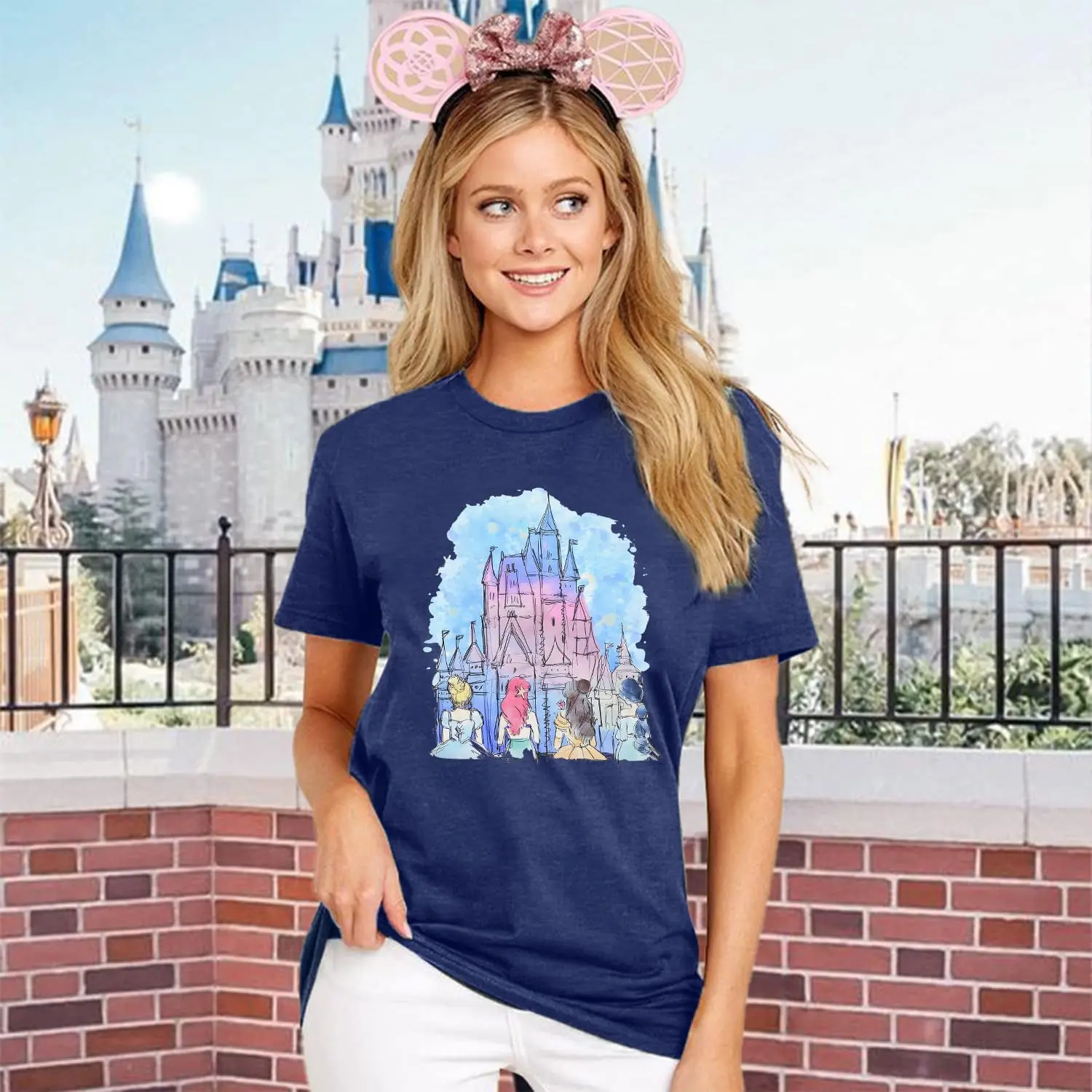 Magic Kingdom Shirts Castle T Shirts for Women Princess Castle Shirt Funny Vacation Trip Tee Casual Holiday Top