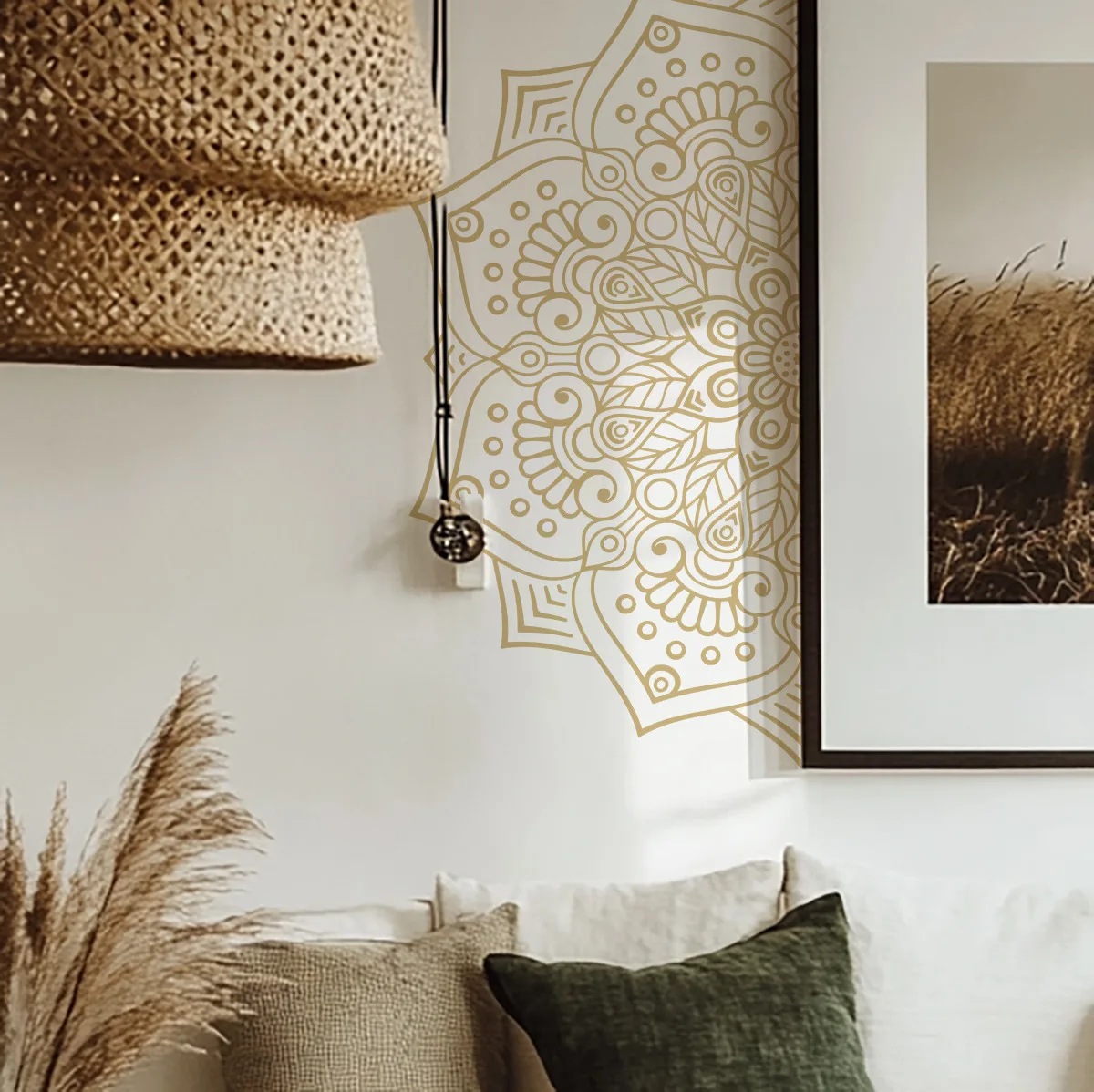 الفن نمط الذهب ماندالا لاصق ملصقات جدار غرفة نوم مدخل غرفة المعيشة الشرفة ديكور المنزل جدار الشارات الزخرفية