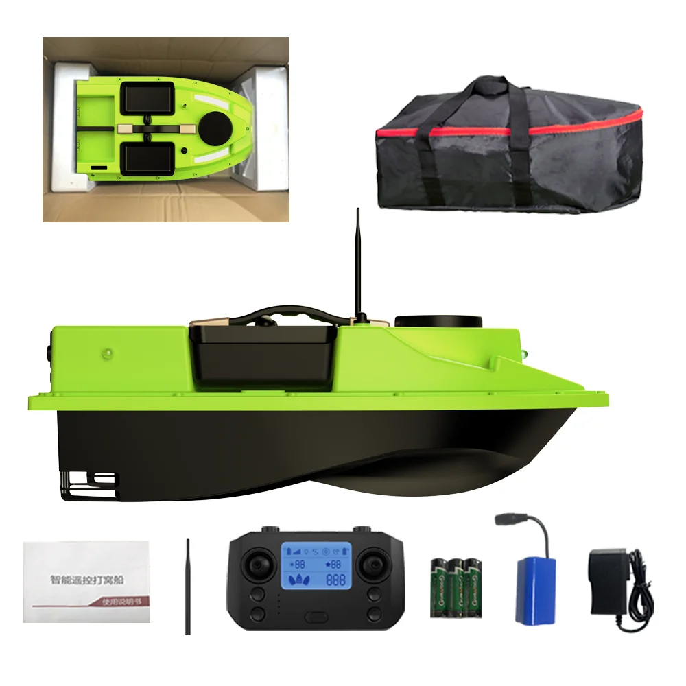 LOKEEVAN D19D vissersboot, RC voerboot 600M draadloze afstandsbediening visaasboot met 4 aascontainer 2 kg belasting, 12000 mAh - afbeelding 1