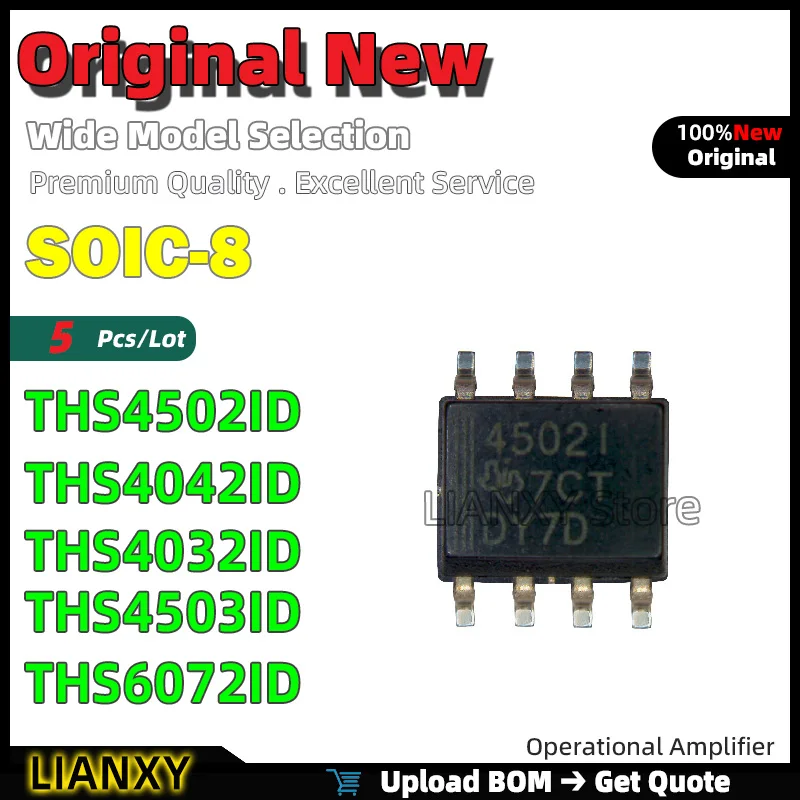

5 шт. SOIC-8 THS4502ID THS4042ID THS4032ID THS4503ID THS6072ID операционный усилитель новый оригинальный