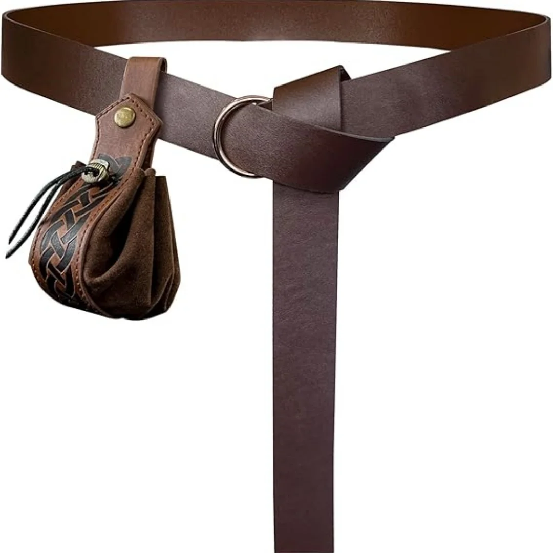 حزام UYEE من العصور الوسطى على شكل حرف O مع حقيبة برباط محمولة وحزام من الجلد الصناعي بتصميم عصر النهضة القديم ومجموعة محفظة لحزام Ren Faire