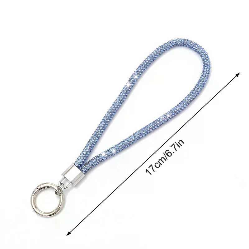 Correas de muñeca de cristal para teléfono móvil de lujo, cordón para teléfono con diamantes de imitación brillantes, llavero colgante, cuerda antipérdida