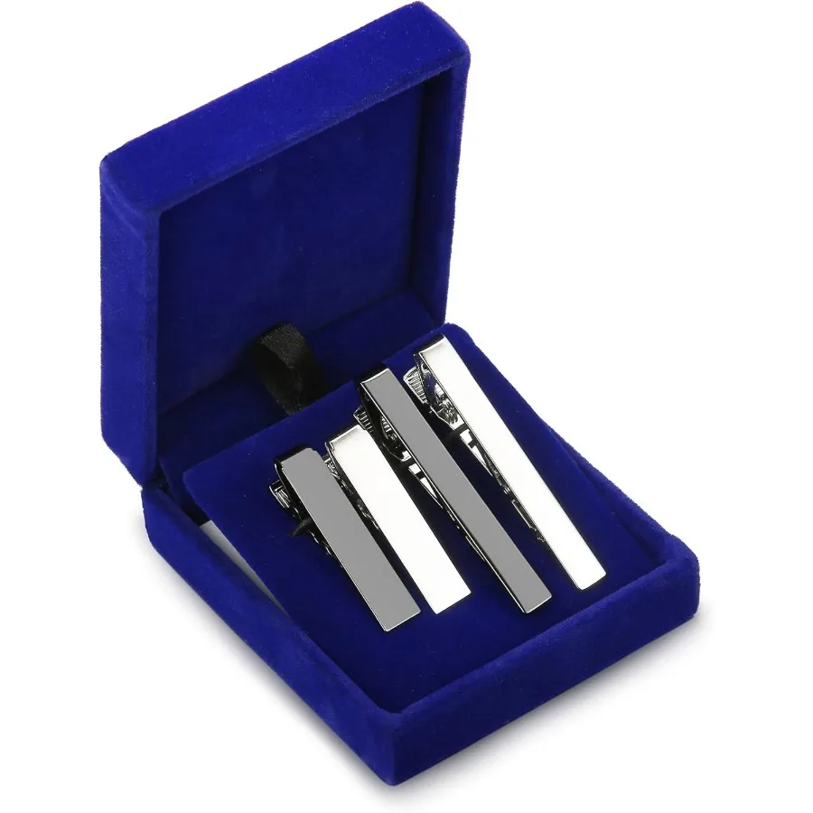 24pcs Mens Tie Bar Pinch Clip Set for Regular Ties and Skinny Ties with Gift Box Silver Black Tone Pack Suitable for Formal Eve