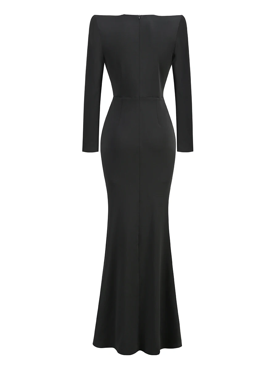 Sexy Deep V-neck Evening Dresses Luxury 2025 Autumn Long Sleeve Prom Dress Brithday Outfits Elegant Gowns Weeding Guest Gown