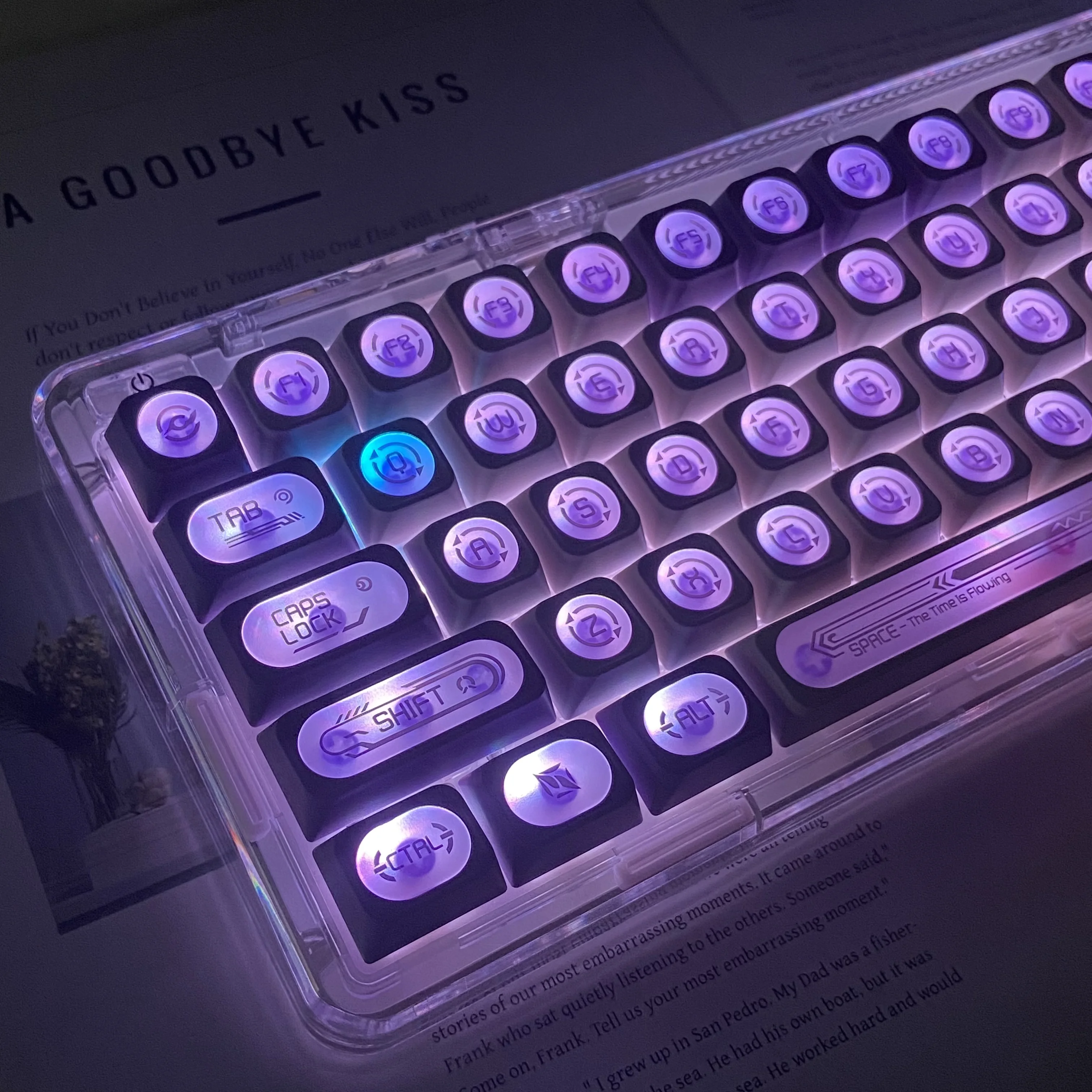 Cat's Eye Stone Translucent Keycaps for Custom Keyboard Cherry Profile Keycaps for Gaming Mechanical Keyboard 68 75 85 90 108