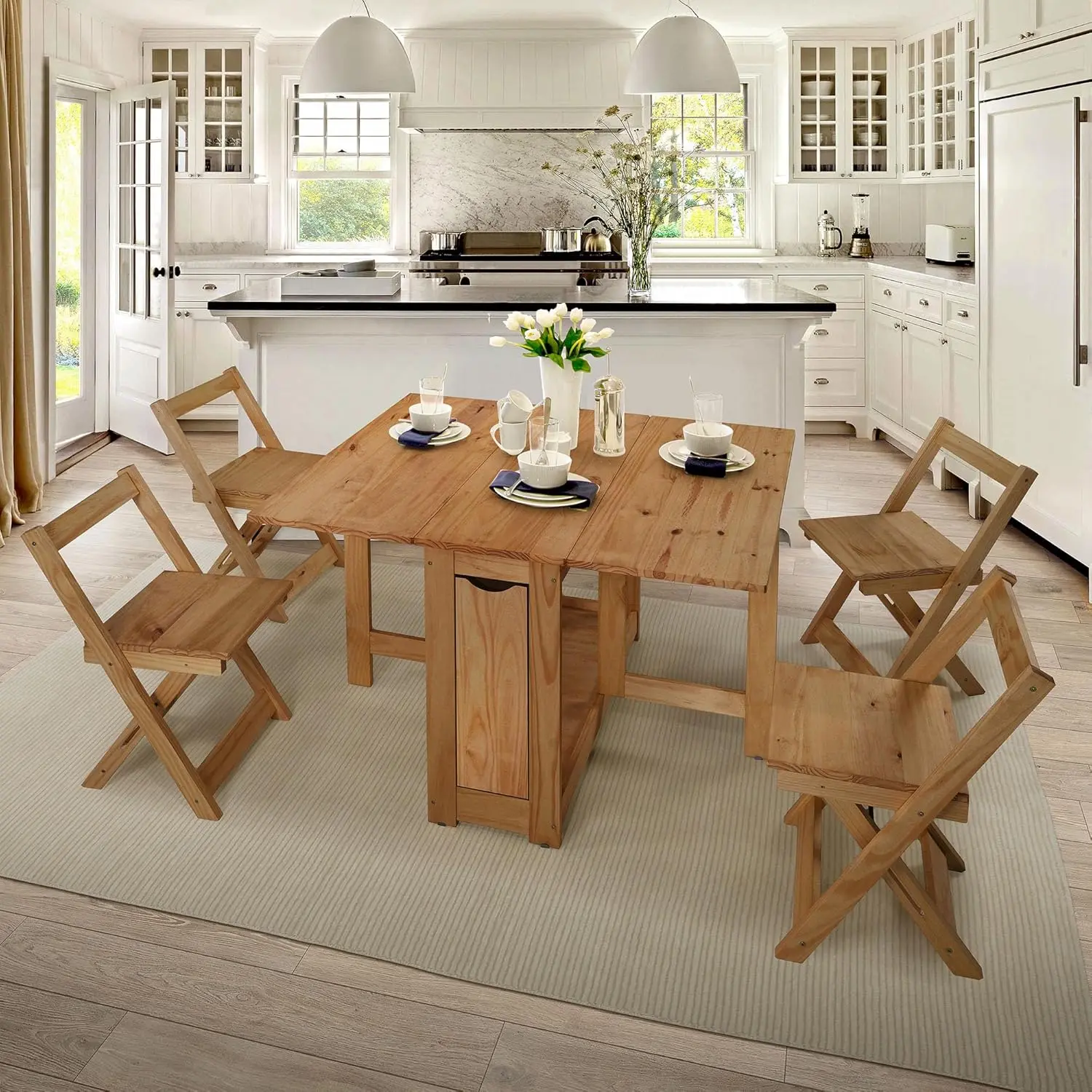 new Santos Butterfly Dining Set with 4 Foldable Chairs And 1 Folding Table Space-Saving Nesting Design for Compact Spaces