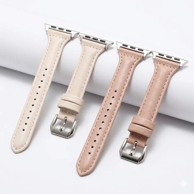 Elegantes, schlankes Lederarmband für Apple Watch, 38 mm, 40, 41, 42, 44, 45, 46, 49 mm, Damenarmband, iWatch Series SE 12, 11, 10, 9, 8, 7, 6, 5, 4.