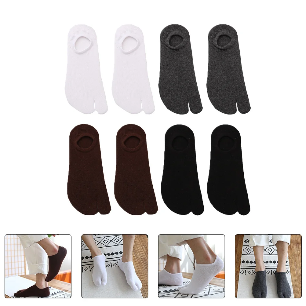 

4pcs Toes For Cotton Two-Toe Men Breathable Summer Summer Cotton Comfortable Walking Socks Man Socks Gift
