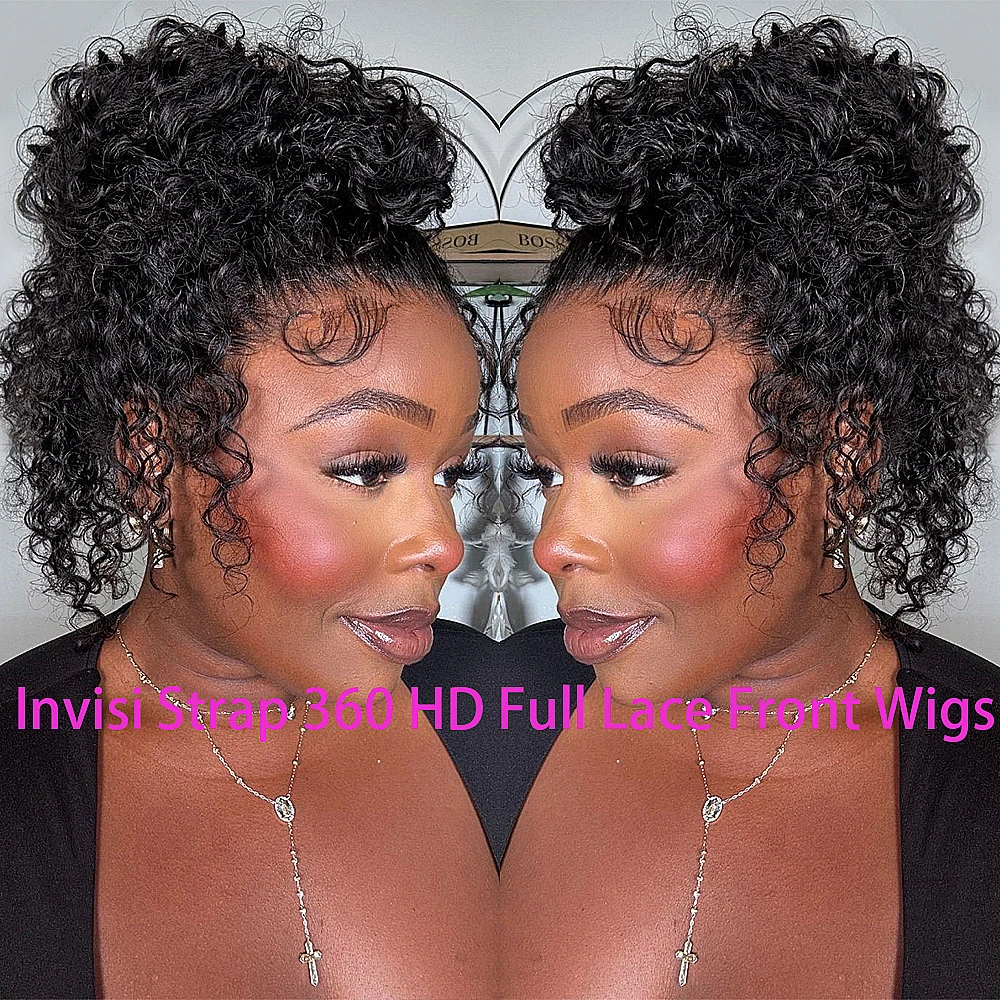 

Invisible Strap 360 Full HD Lace Glueless Wig Water Wave Human Hair Wig 16-38 Inch 200/300/400 Density Wig For Women Wear And Go