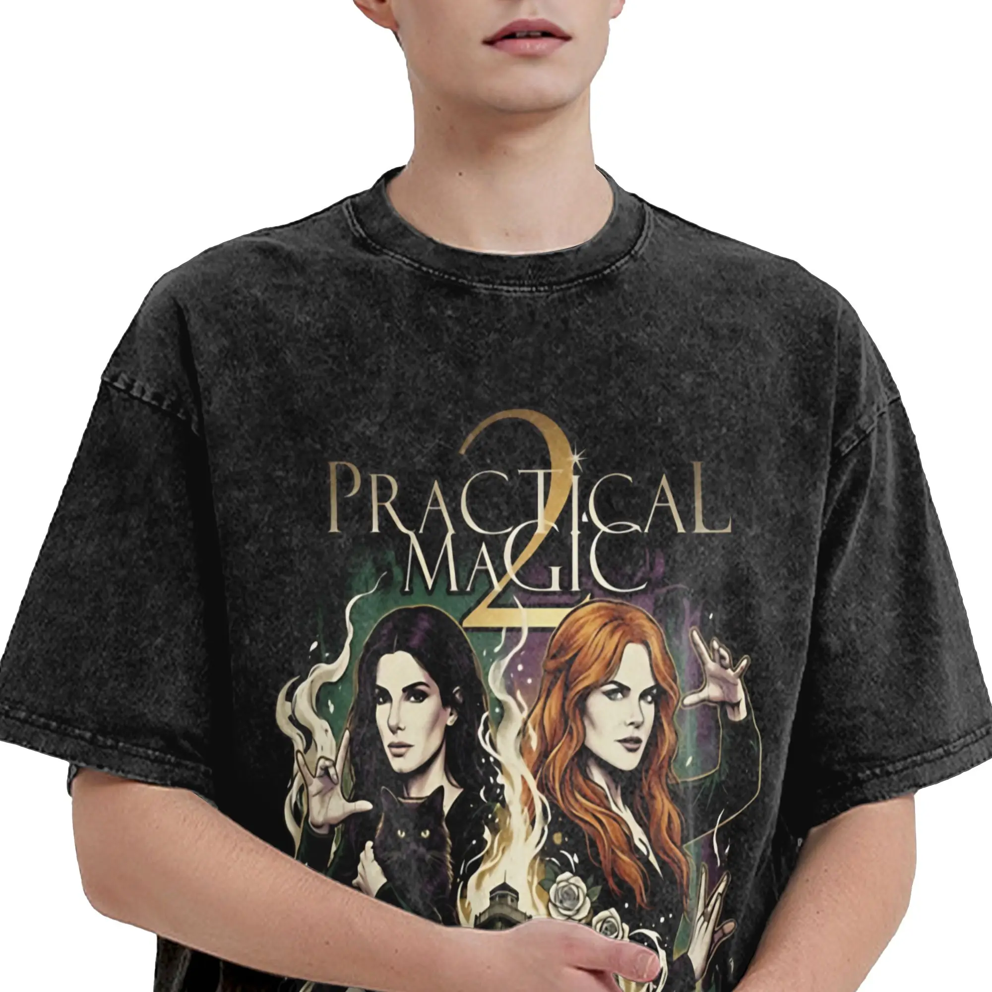 Harajuku Washed Shirt Practical Magic 2 Apparel Cool T-Shirts Oversize  Streetwear Short Sleeve Summer Tops Tees