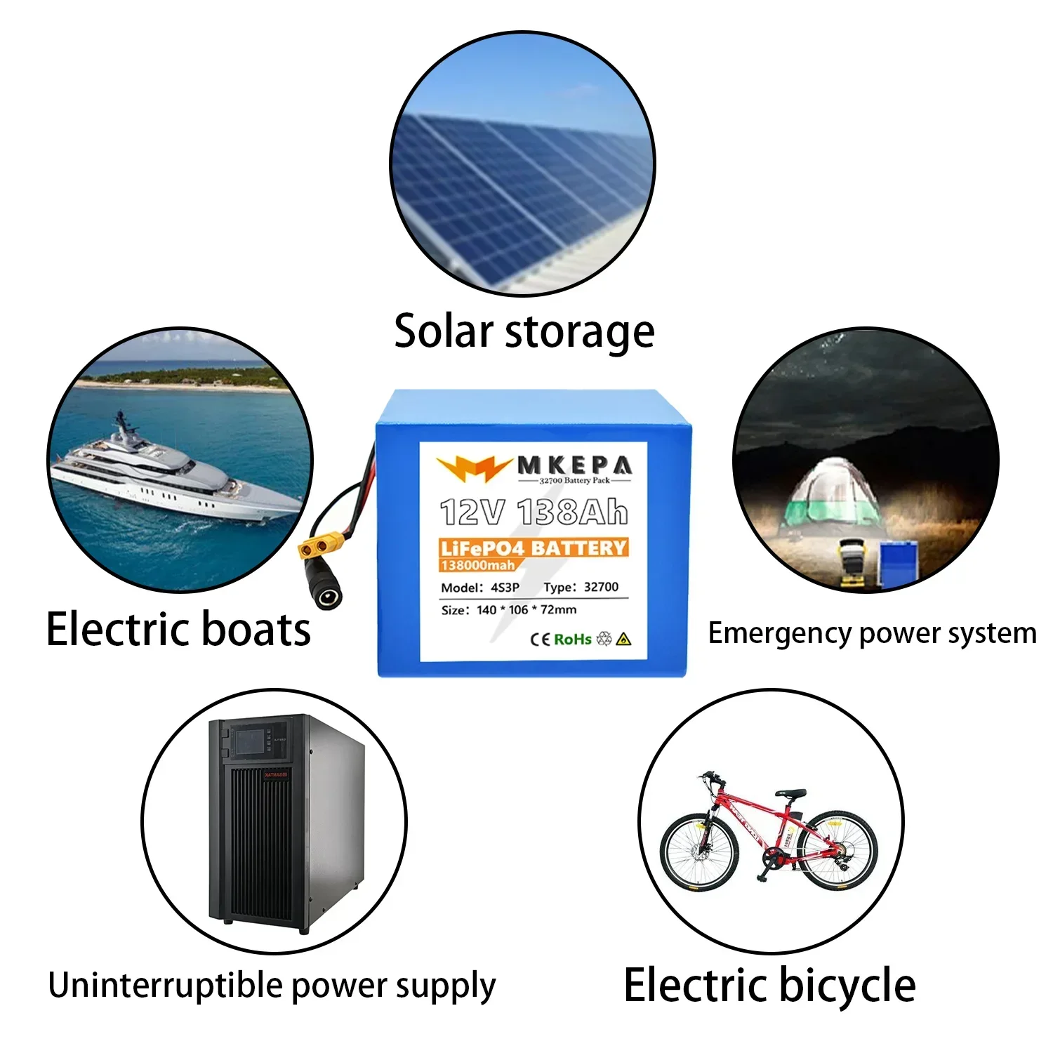 32700 Lifepo4-batterij 12V-batterij 138000 mAh 4S3P Ingebouwde 40A gebalanceerde BMS voor elektrische boot en ononderbroken voeding