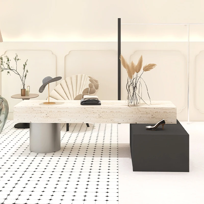 متجر لبيع الملابس طاولة ناكاجيما طاولة عرض الحجر الجيري، إكسسوارات الأحذية والحقائب لمتجر الملابس النسائية #6