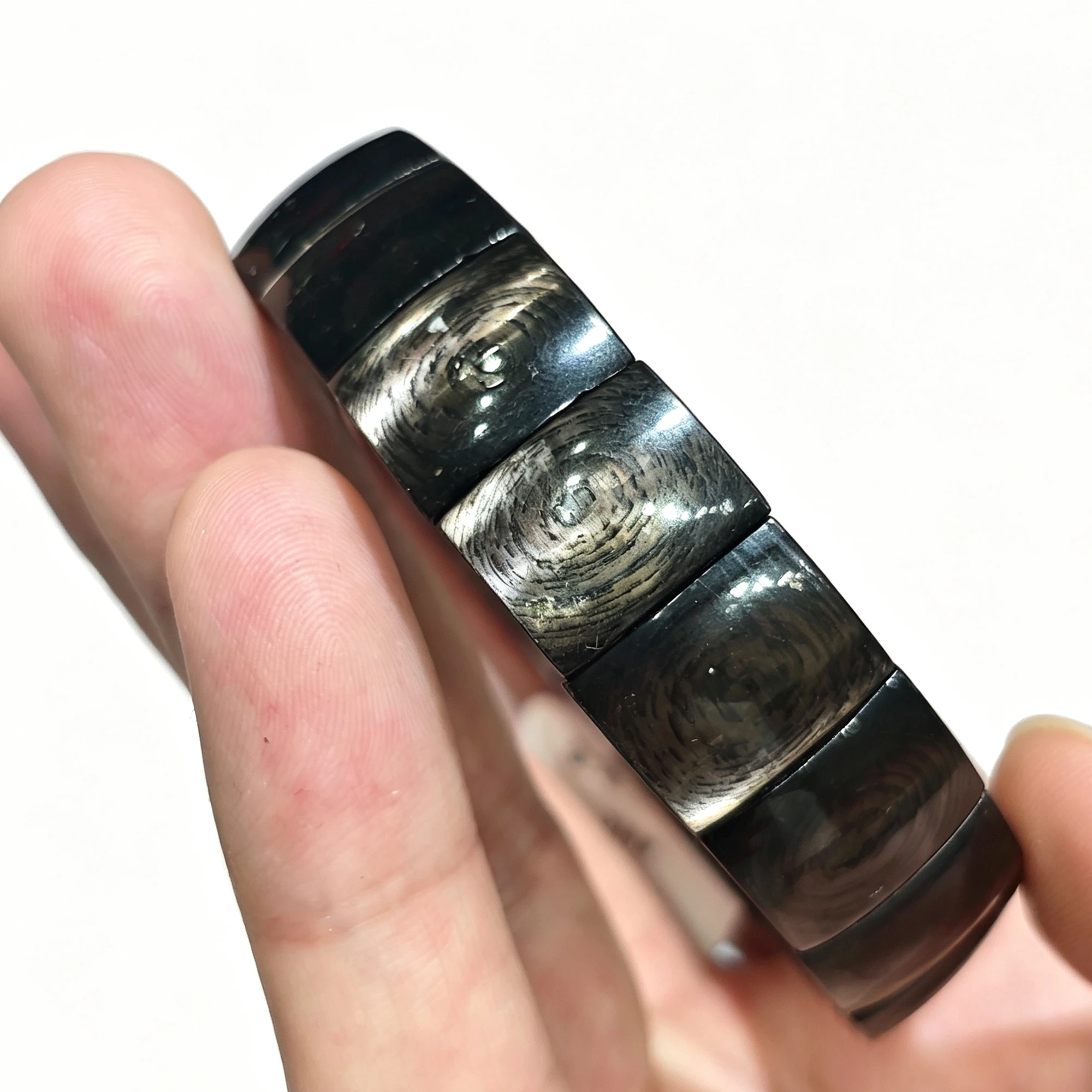 Natural Hypersthene Gemstone Plate Bracelet Smooth Chatoyant Eye Slab Cuff Wrist Jewelry Gift Present Random Dispatch 1 Pc