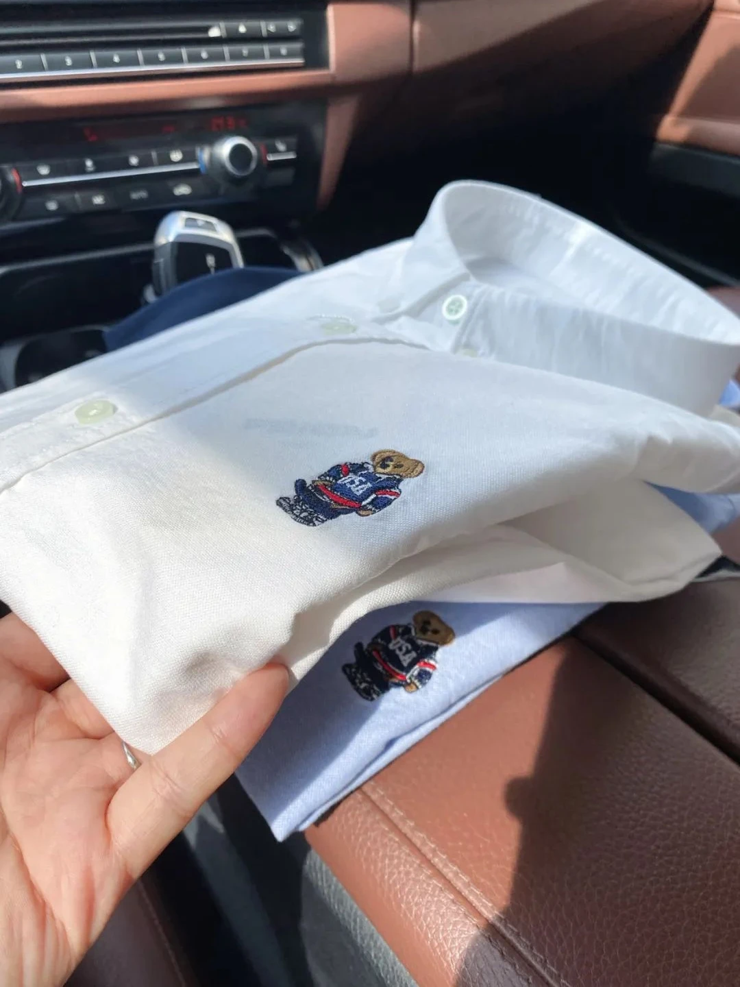 

Мужская винтажная футболка из оксфордской ткани с 3D-вышивкой в виде медведя, повседневная, в американском стиле, на все сезоны, приталенный крой