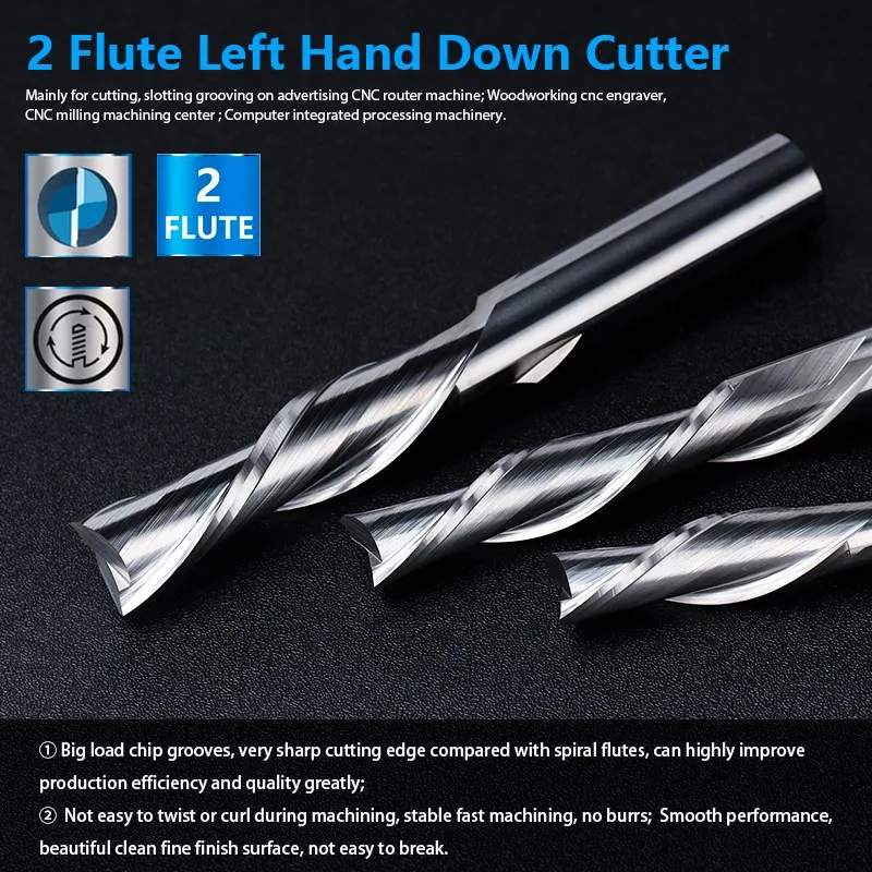 XCAN Down Cut Router Bit 1/8 Shank Carbide Milling Cutter 2 Flute CNC Machine End Mill for Woodworking MDF Cutting