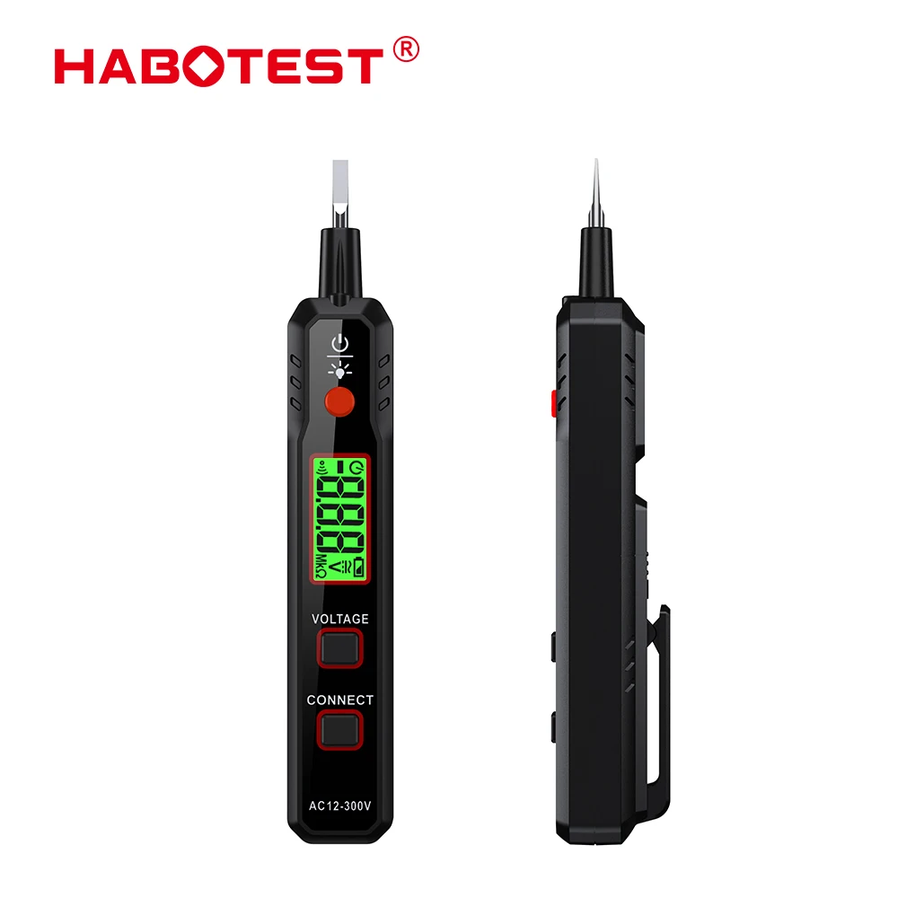 HABOTEST Voltage Detector HT89 AC 300V Sensitive Induction Tester Pen Backlight AC Voltage Tester Sound Light Alarm LCD Display