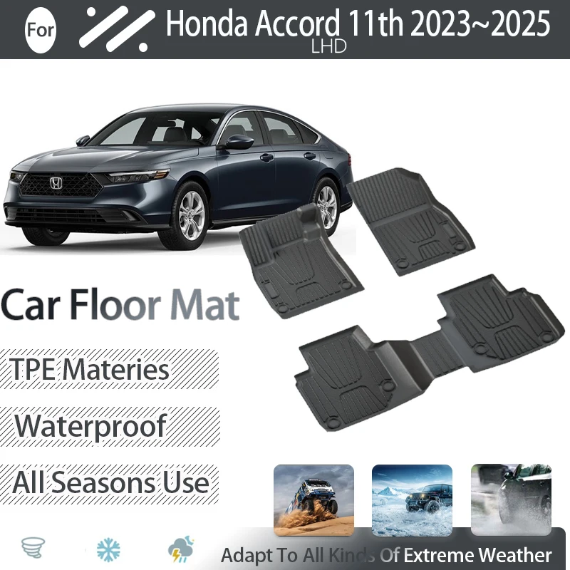 

Автомобильные коврики из ТПЭ для Honda Accord 11th Gen 2023 2024 2025, водонепроницаемые коврики LHD, коврик для ног, набор подушек, автомобильные аксессуары для интерьера