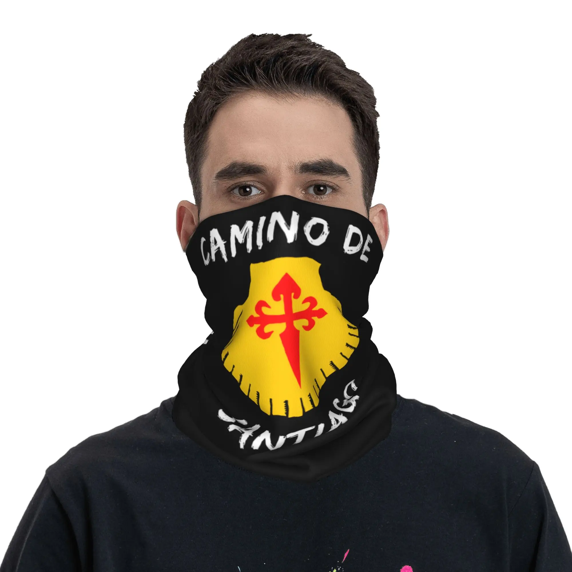 Buen Camino de Santiago الرقبة أدفأ يندبروف ركوب الدراجات وشاح الرقبة الجراب باندانا متعددة الوظائف