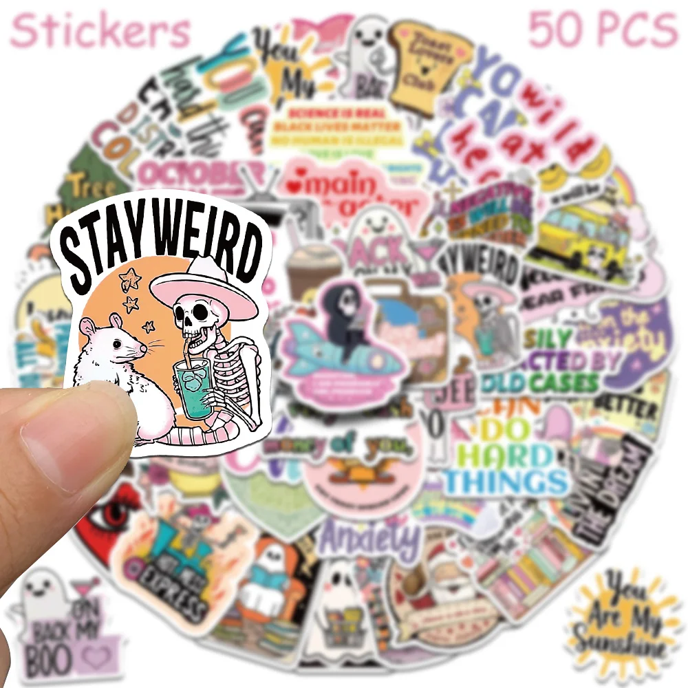 50pcs Cartoon Graffiti Stickers Decals For Laptop Notebook Refrigerator Skateboard Guitar DIY Aesthetic Waterproof Stickers