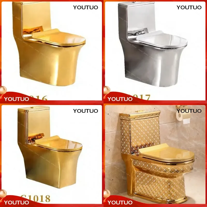 for Golden Ceramic Toilet Electroplated Super Swirl Water Saving Deodorant Luxury Color Bowl Hot Selling in Middle East
