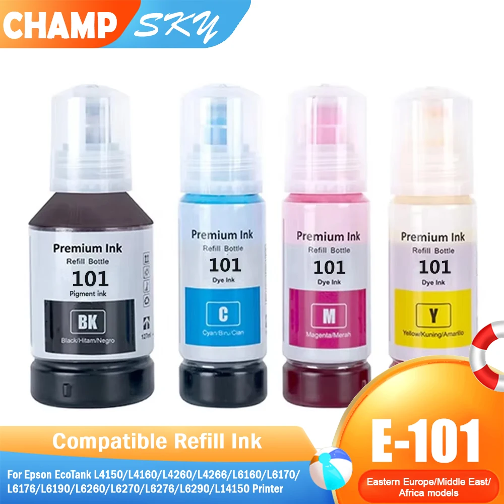 SKY 101 Premium Ink, T101 C13T03V Refill Ink For Epson L4150 L4160 L4260 L6160 L6170 L6176 L6190 L6260 L6270 L6276 L6290 L14150