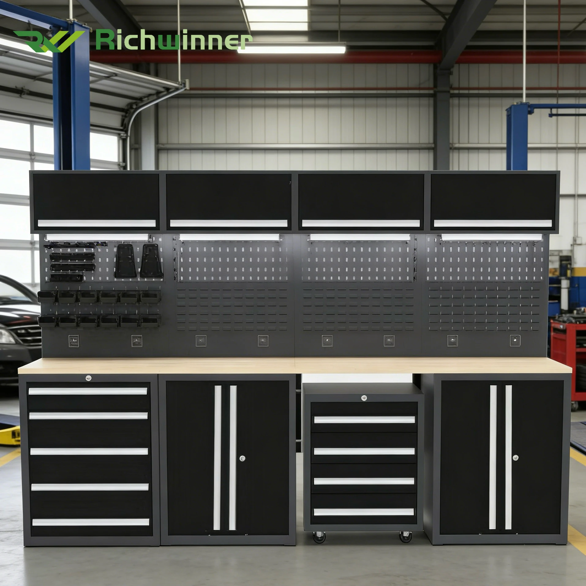 Premium Quality Heavy Duty Wall Cabinet Set Ideal for Garage Factory and Industrial Settings to Organize Mechanic Tools Pro