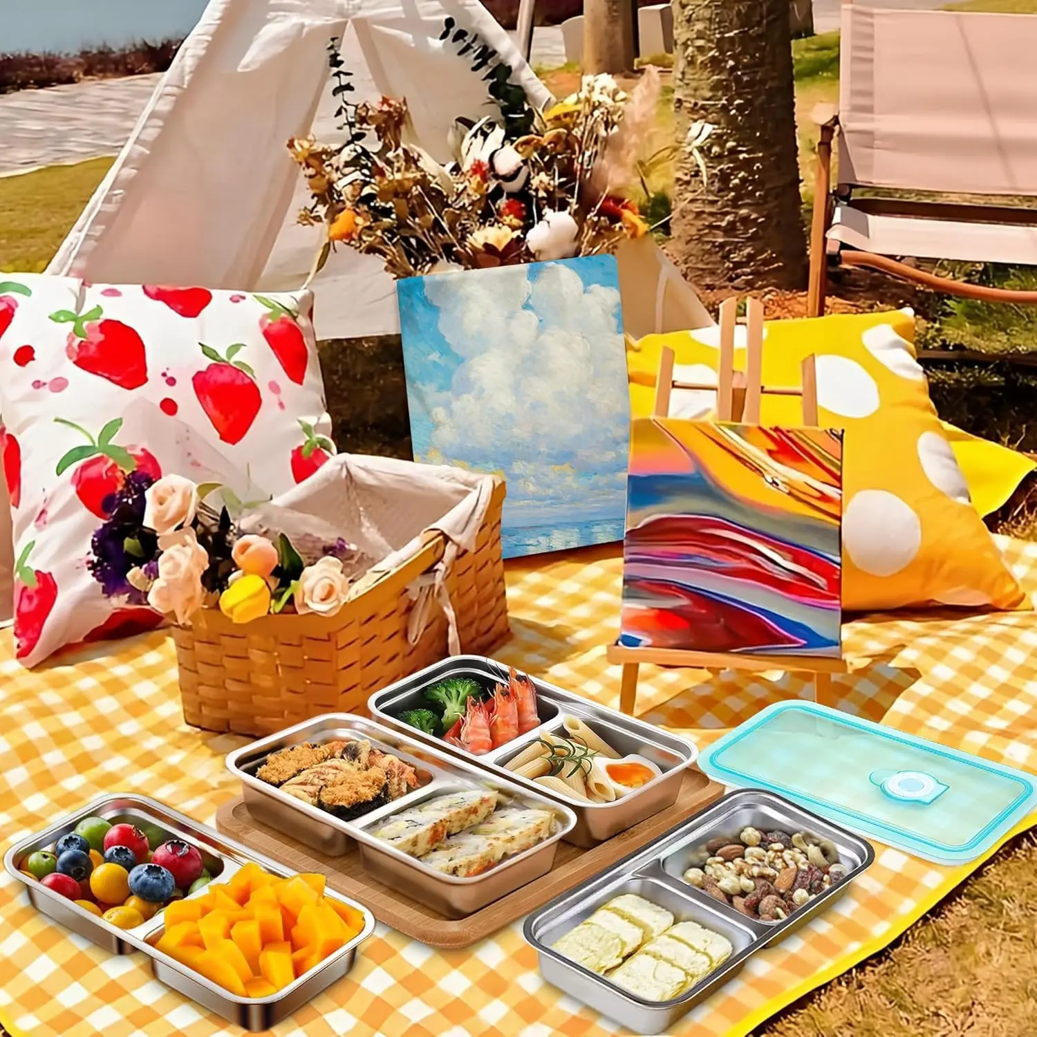 Stainless Steel Reusable Food Containers with Leakproof Lids Kitchen Food Storage Sealed Crisper Camping Picnic Lunch Bento Box