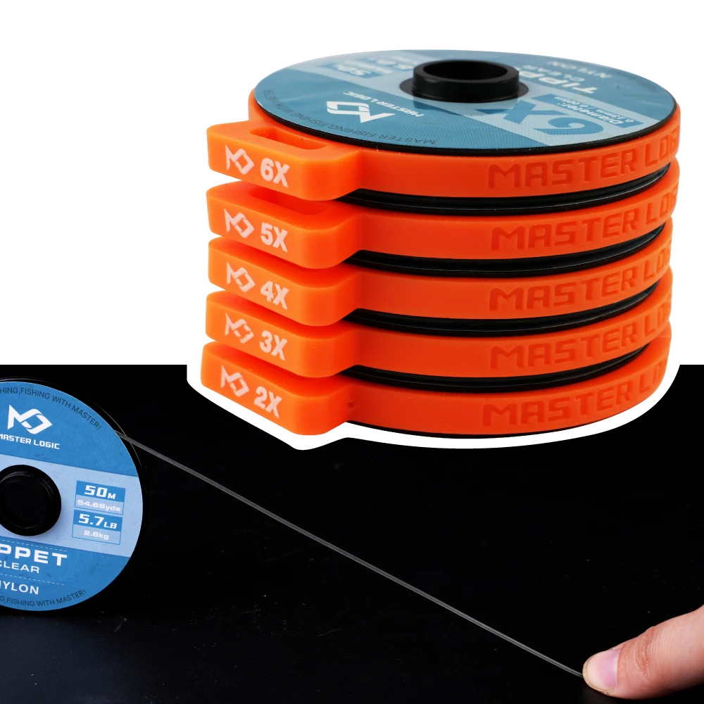 MASTER LOGIC Klare Nylon-Monofilament-Fliegenfischer-Vorfachschnur 5 Stück (2X 3X 4X 5X 6X) 50M mit Spulenhaltern Fliegenfischer-Schnurset – Detail 4
