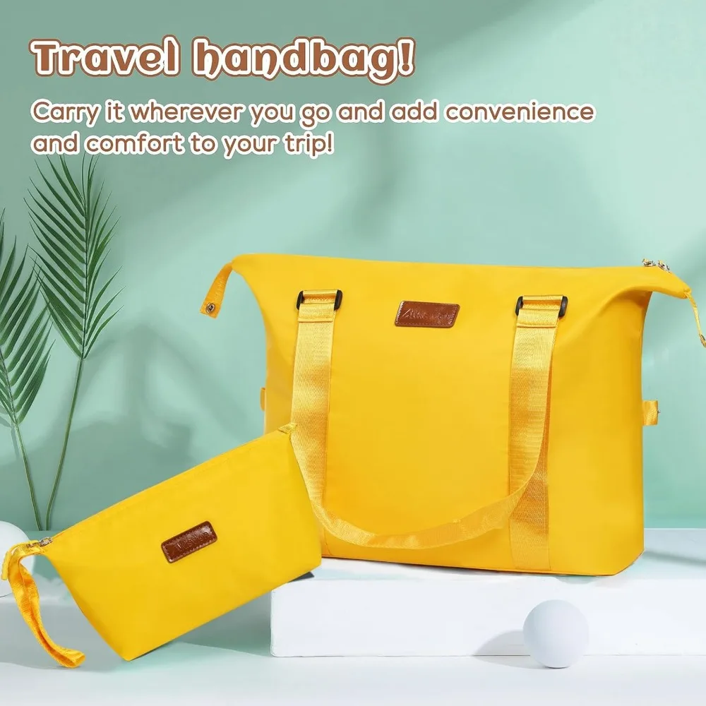 ABS Hardshell Spinner Luggage Set: 3 Piece Carry-On Suitcase, Weekender Bag, Toiletry Bag - Yellow Travel Essentials