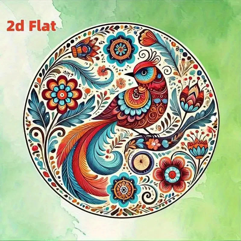 2D Flat - This Is a Decorative 2D Flat Plate Showcasing Vibrant Birds And Flowers, Sized at 8X8 Inches (20X20 Cm). It Is a High-