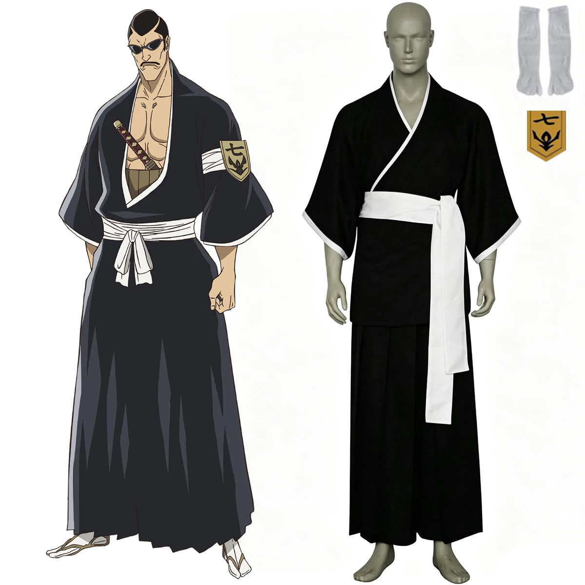 costume-cosplay-tetsuzaemon-iba-anime-soul-society-arc-7ª-divisione-tenente-shinigami-shihakusho-kimono