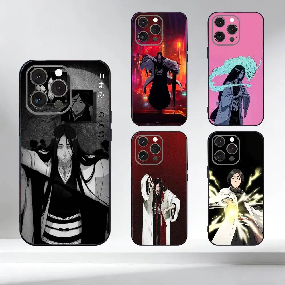 Funda de Teléfono Unohana R-Retsu B-Bleaches para iPhone 17,16,15,14,13,12,11 Plus,Pro Max,XS, Funda Negra de Silicona Suave