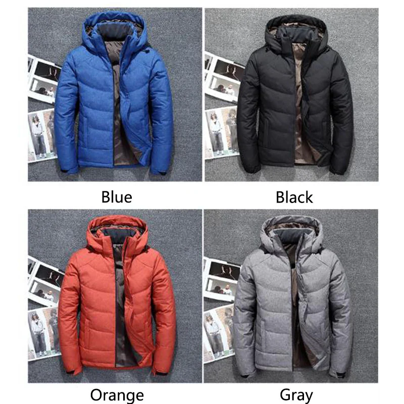 Men Outdoor Thicken White Duck Down Winter Jacket Thermal Slim Fit Warm Coat Parkas Trekking Hiking Hooded Jackets Outwear