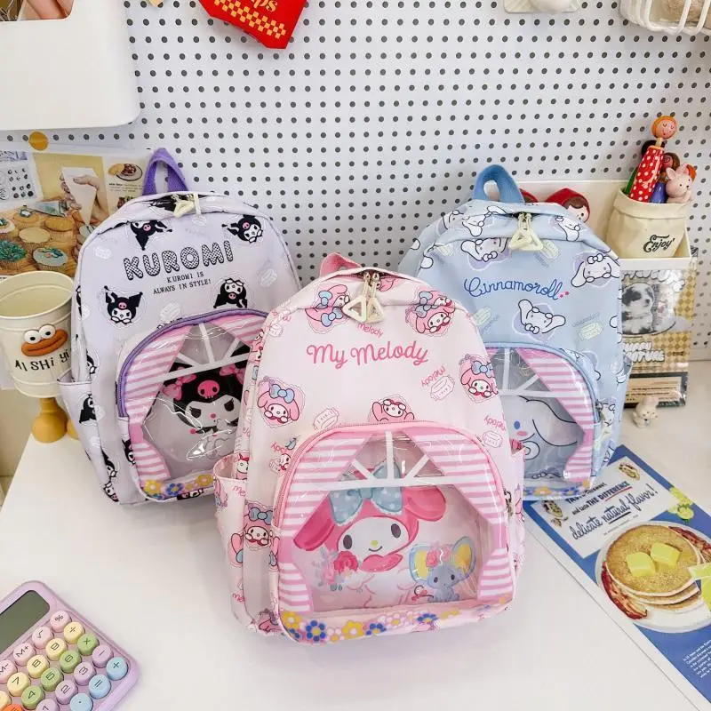 Cartoon Sanrio Children's Backpack Cute Print Kuromi My Melody Cinnamoroll Japanese Dopamine Girl Handbag Mini Small School Bag