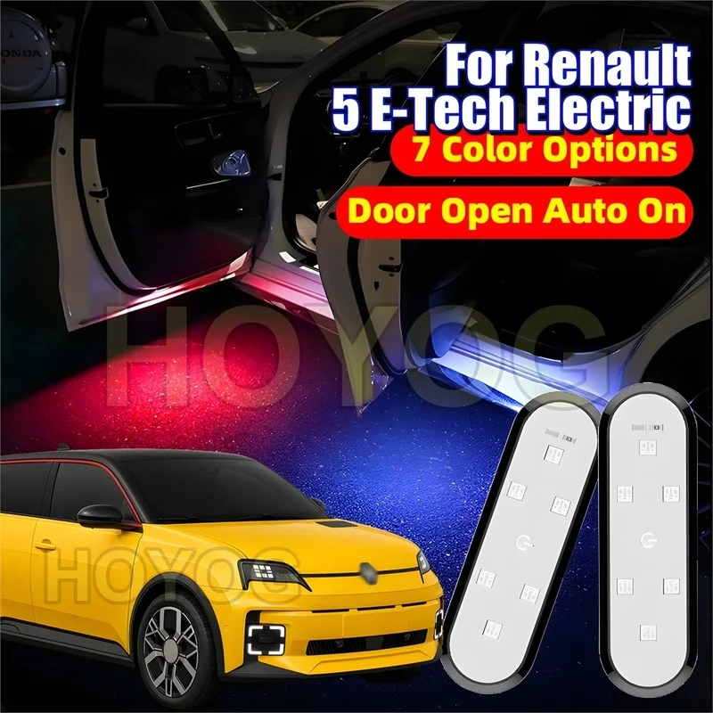 Fit for Renault 5 E-Tech Electric 2024-2026 Car Door Welcome Light for Ground Lighting powered by a USB Rechargeable Battery