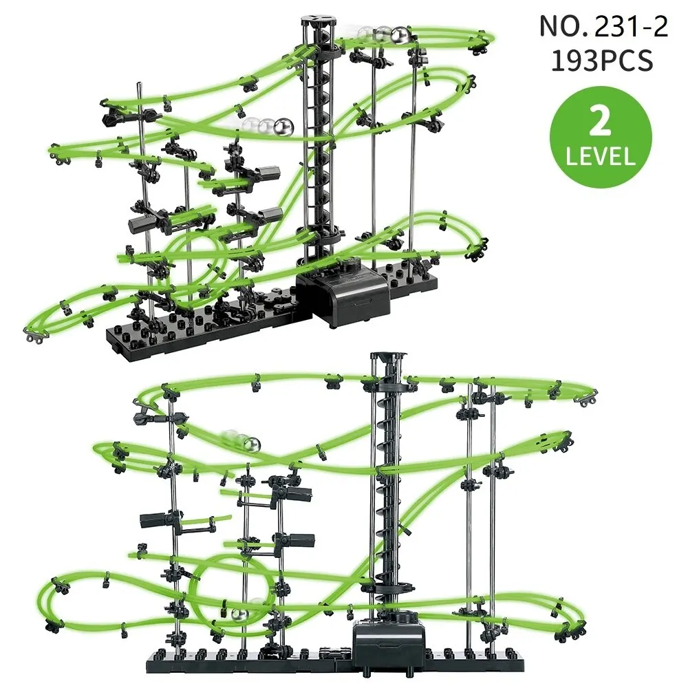 Marble Run Maze Race Track Games Luminous Spacerail Roller Coaster Level 2 3 4 Electric Elevator Model Education Science Toy