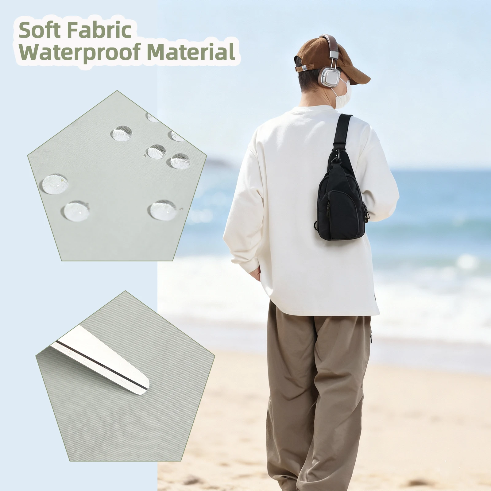 حقيبة كروس صغيرة للنساء والرجال خفيفة الوزن، حزمة يومية فاني لركوب الدراجات، مقاومة للماء من النايلون، حقيبة كتف للتخييم والمشي لمسافات طويلة #5