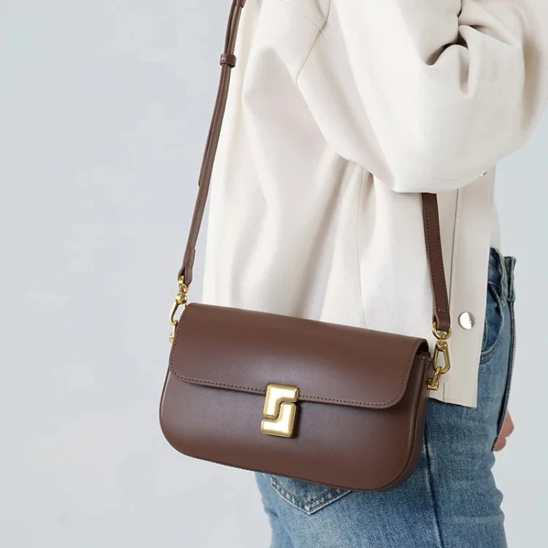 Genuine Leather Small Square Shoulder Bag for Women Minimalist Designer Crossbody Handbag Tofu Bag Luxury