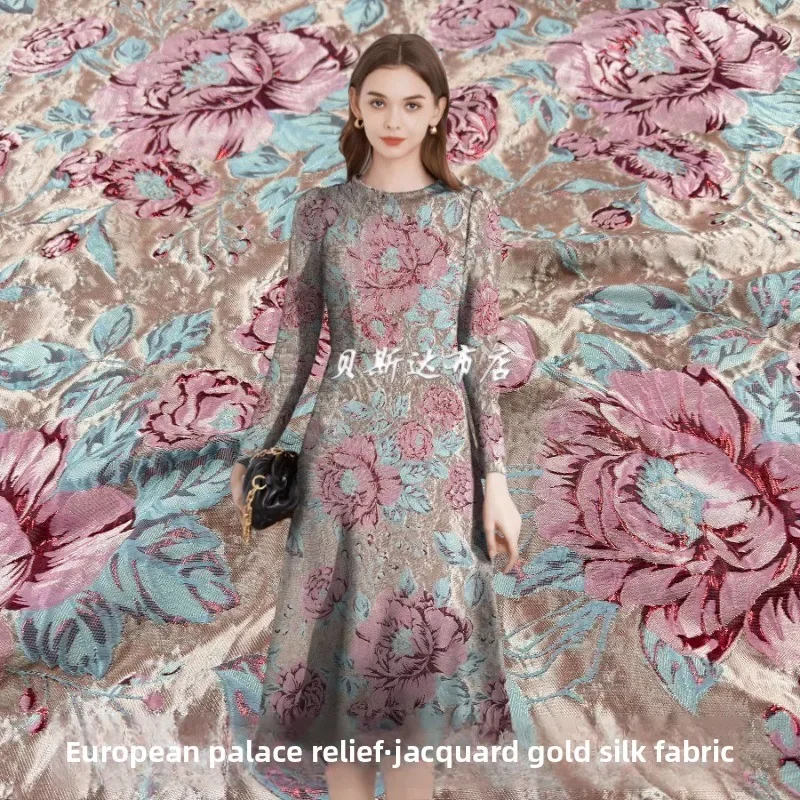 Retro Floating Jacquard Clothing Fabric Yarn Dyed Brocade Dress Designer Diy Sewing Fabrics Cloth Metal Wire Material