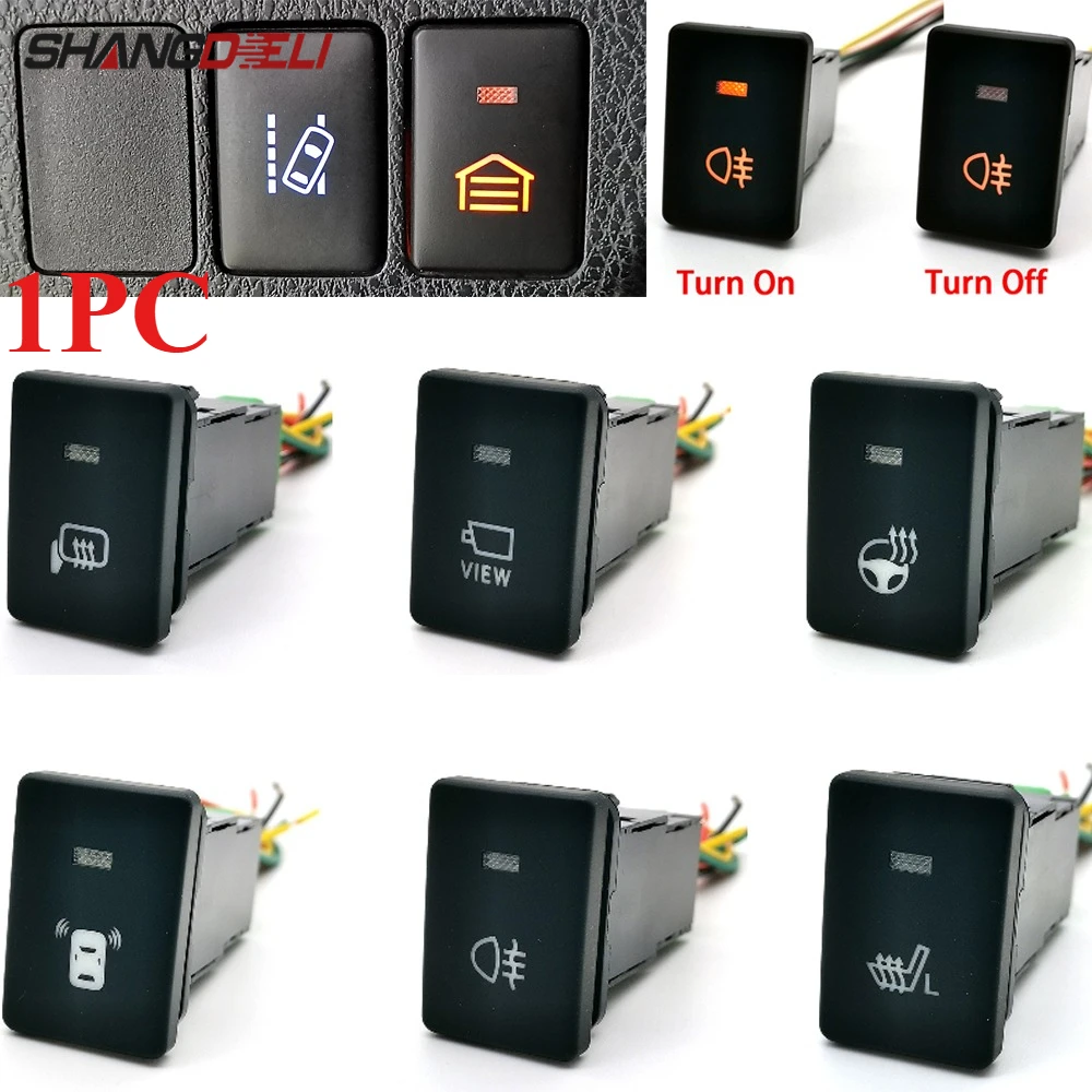 1 Stück DC12V Auto-LED-DRL-Nebelscheinwerfer Ein/Aus-Schalter mit Radar- und Sitzheizungsfunktion, inklusive Kabel, passend für Corolla, Camry, Yaris, Hilux 10-16
