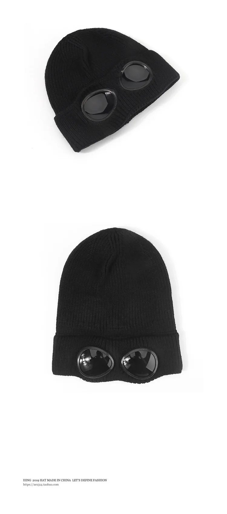 Panama Caps Strickmütze aus Wolle für Herren und Damen, Studenten-Kältemütze, Pilotenbrille, Plüschmütze, modische Outdoor-Wärmemütze H148 – Detail 15