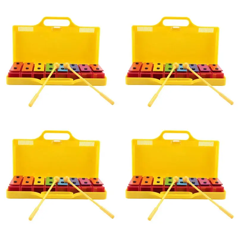 Cloches de résonateur Glockenspiel de Xylophone chromatique 4X 8 Notes ONGE avec étui jaune