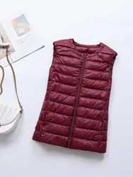 0-10℃ Autumn Winter Women Ultra Light Down Vest Fashion Female Puffy Waistcoat Portable Down Jackets O-Neck Sleeveless Coat 8XL