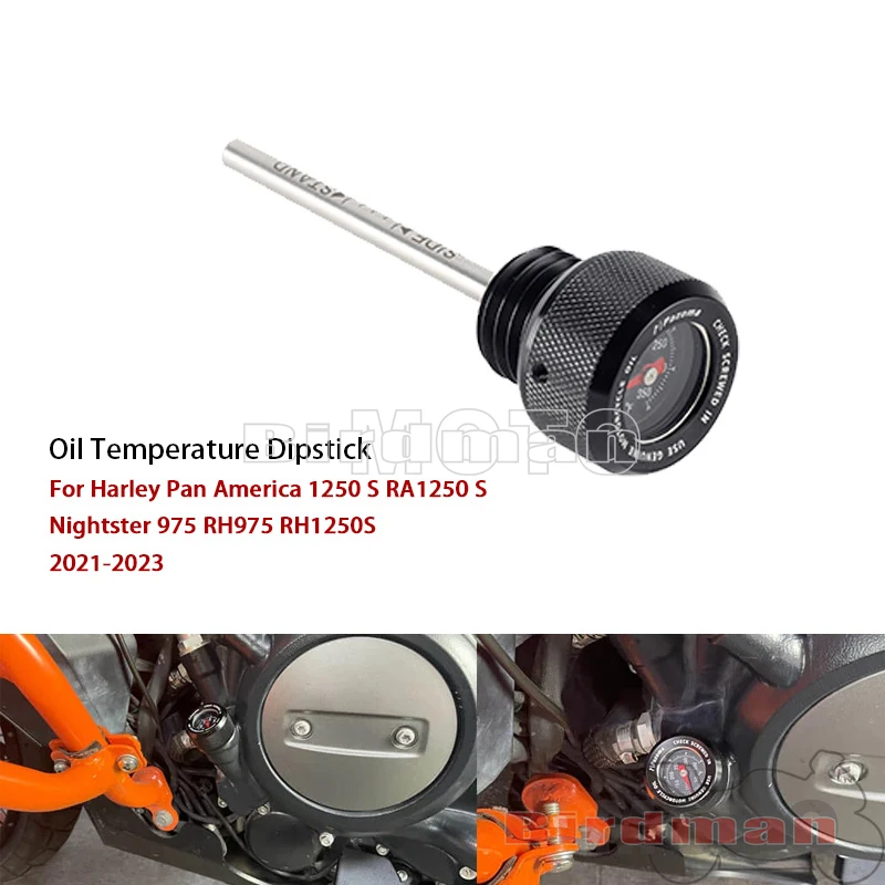 Aluminum Motorcycle Oil Temperature Dipstick Black For Harley Pan America 1250 S RA1250 S Nightster 975 RH975 RH1250S 2021-2024