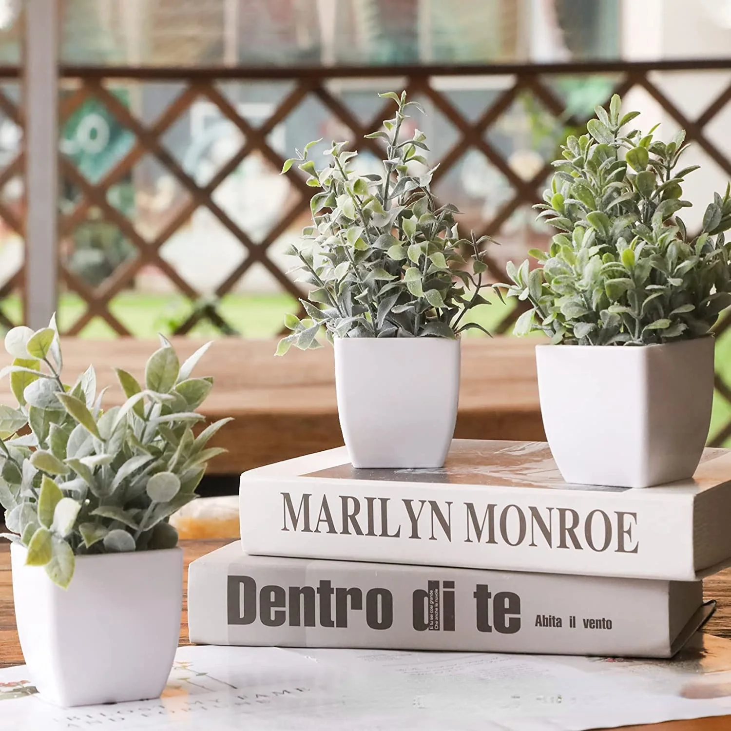 

Eucalyptus Miniature Potted Plant Artificial Indoor and Outdoor Decorative Plastic White Pot Gladiolus Artificial Plant