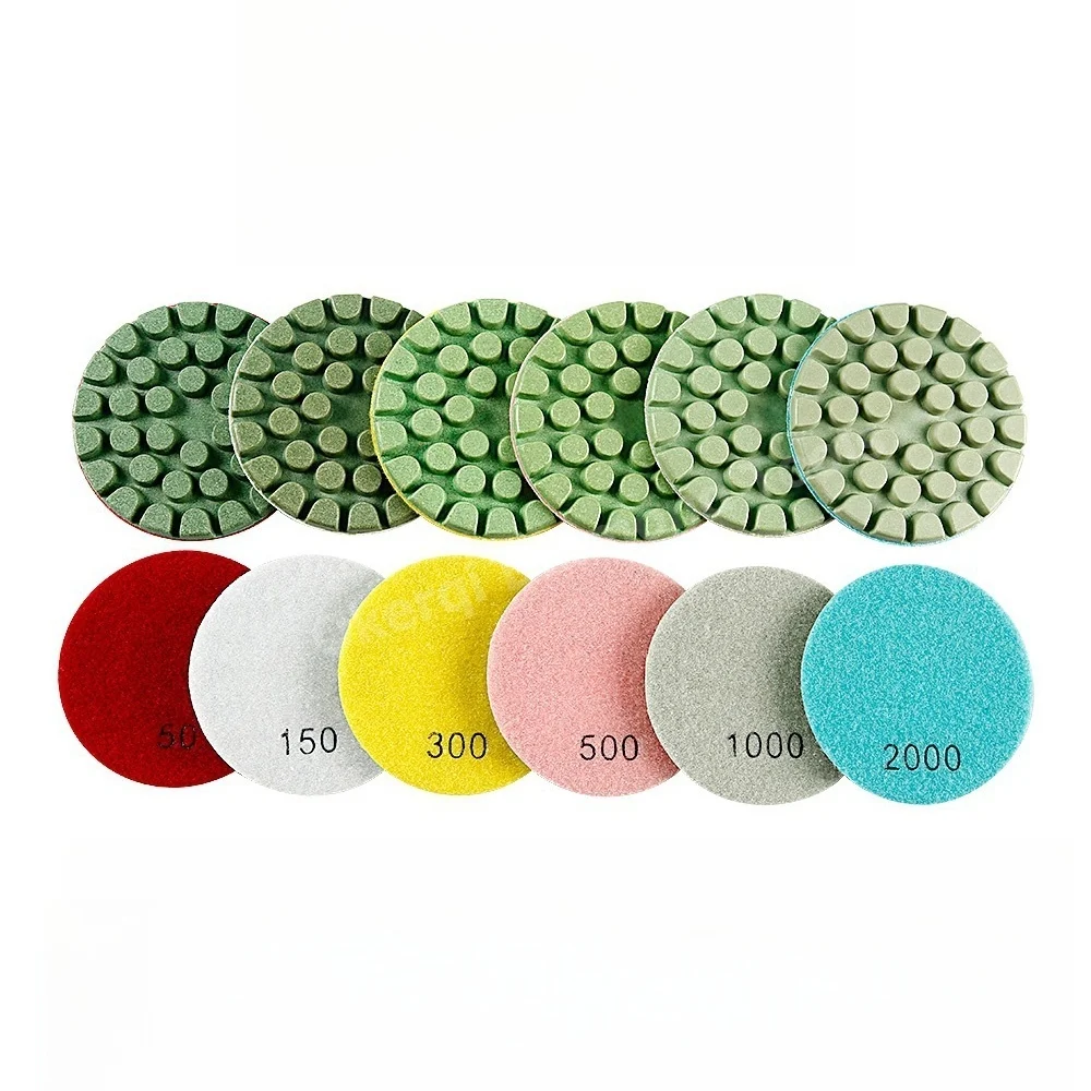 6 Stück 4 Zoll 100mm Beton-Polierpads Bodenpolierpad für Beton, Zement, Terrazzo, Marmor, Granitboden – Detail 2