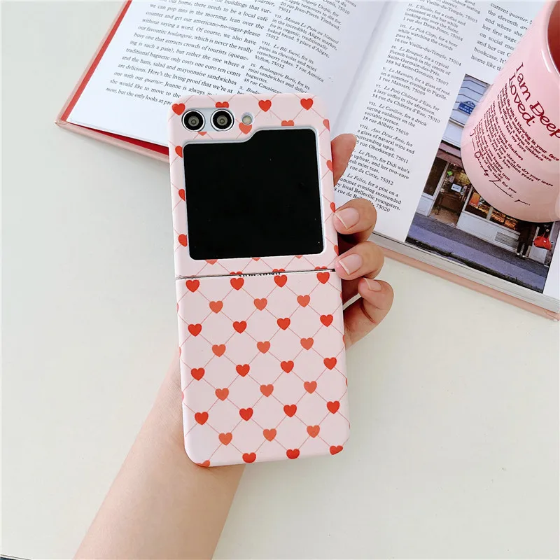 Ins Korean Fashion Flower PC Phone Case For Samsung Galaxy Z Flip 5 Case For Galaxy Z Flip 4 Cover Z Flip 3 Capa Z Flip5 Case
