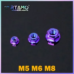 RTAMO Titanium Flange Nut M5 M6 M8 Metal Lock Nut for Motorcycle Bicycle Modification (1PC)